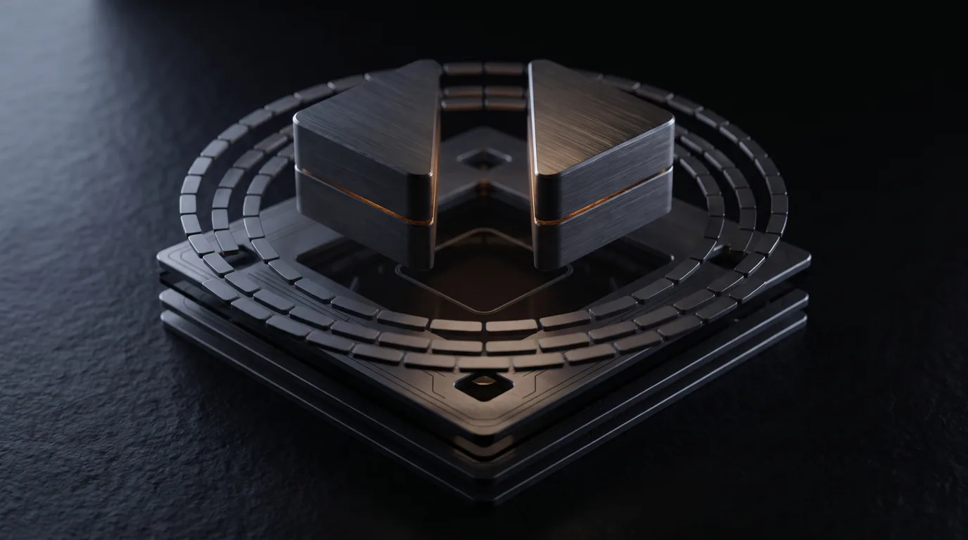 A render of the Truth Layer: certified blocks assembling into one core